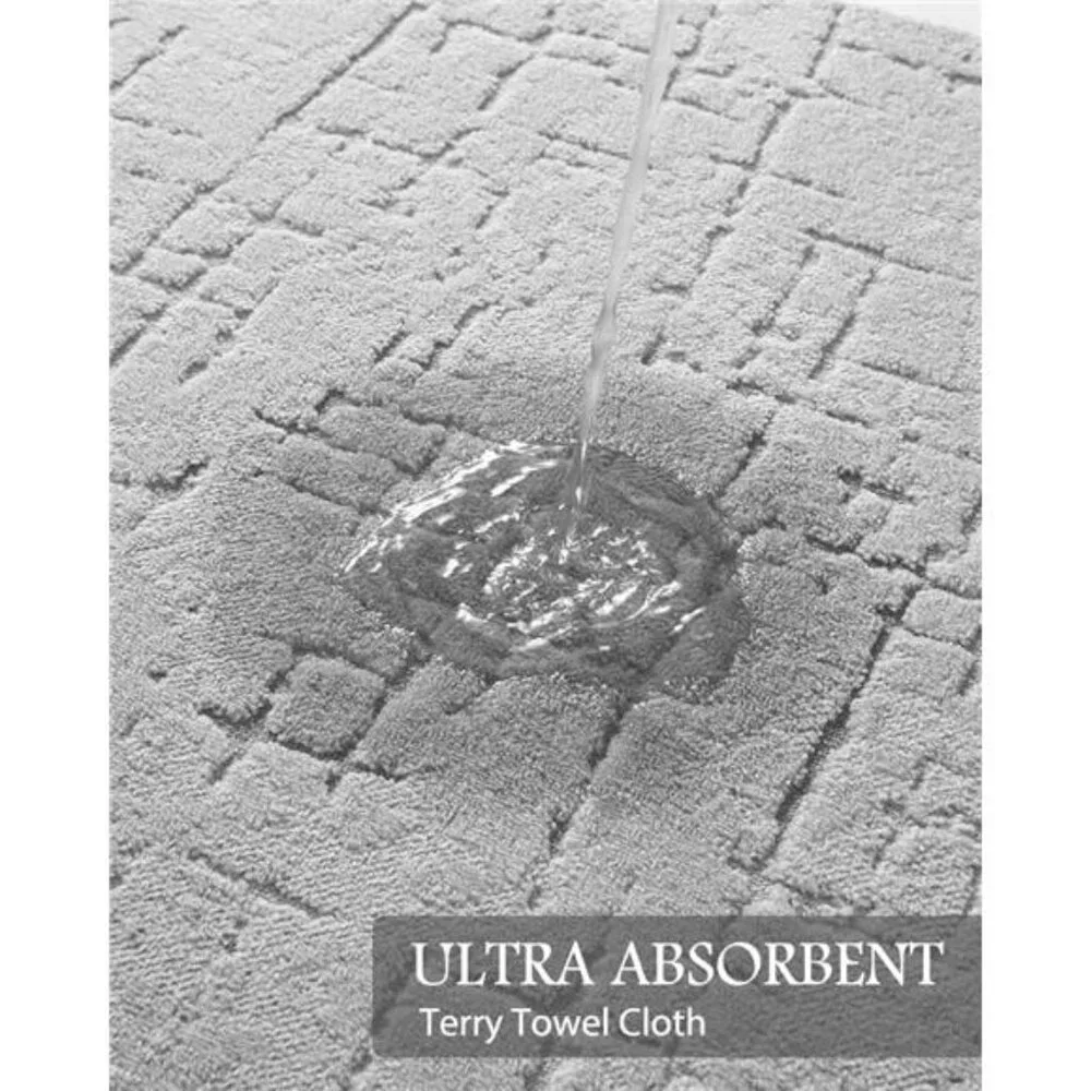 Absorbent Bath Mat Quick Dry Bathroom Rug Non Slip Washable Floor Mat Grey 17x24